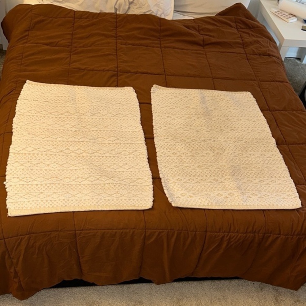 Cream and Tan Bathroom Rugs - Set of 2